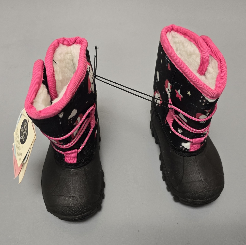 Kids Black and Pink Winter Boots